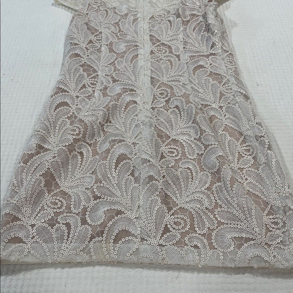 Bebe White Sequin Lace Mini vintage Vintage Cocktail Glam Sz Small coquette 90s - Picture 7 of 10